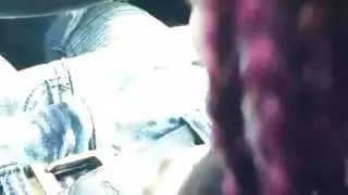 ebony mouth filled with thick natural shaft
